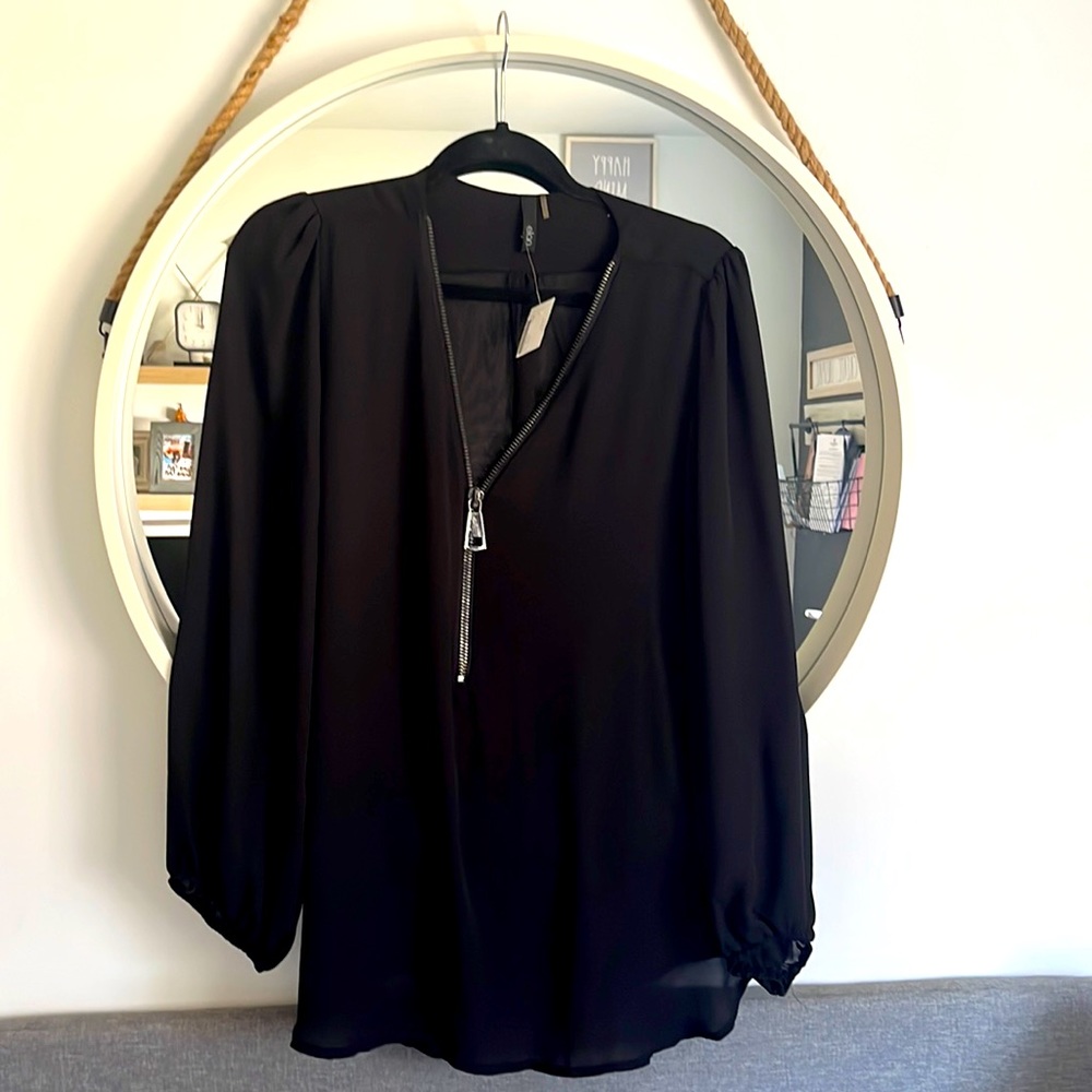 New with tags boutique black semi sheer top!